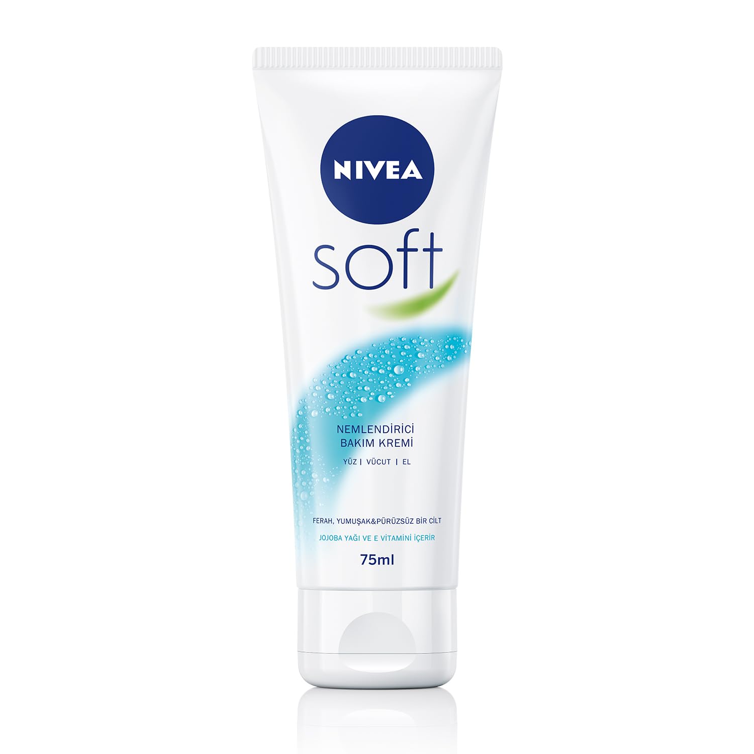 NIVEA Soft Krem 75 ml, Nemlendirici Bakım Kremi, Yüz, Vücut, El, Jojoba Yağı ve E Vitamini ile Cilt Bakımı, Anında Emilen Hafif Formül, Tüm Ciltler için