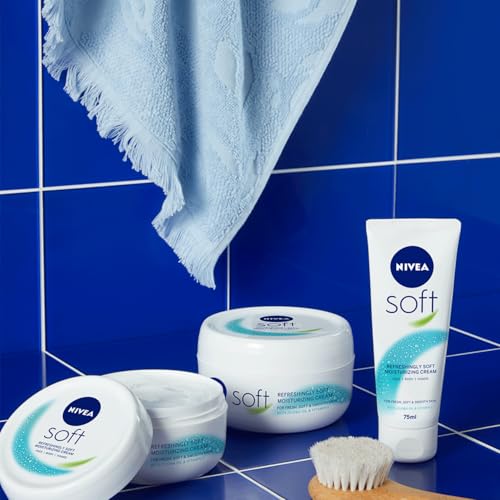 NIVEA Soft Krem 75 ml, Nemlendirici Bakım Kremi, Yüz, Vücut, El, Jojoba Yağı ve E Vitamini ile Cilt Bakımı, Anında Emilen Hafif Formül, Tüm Ciltler için