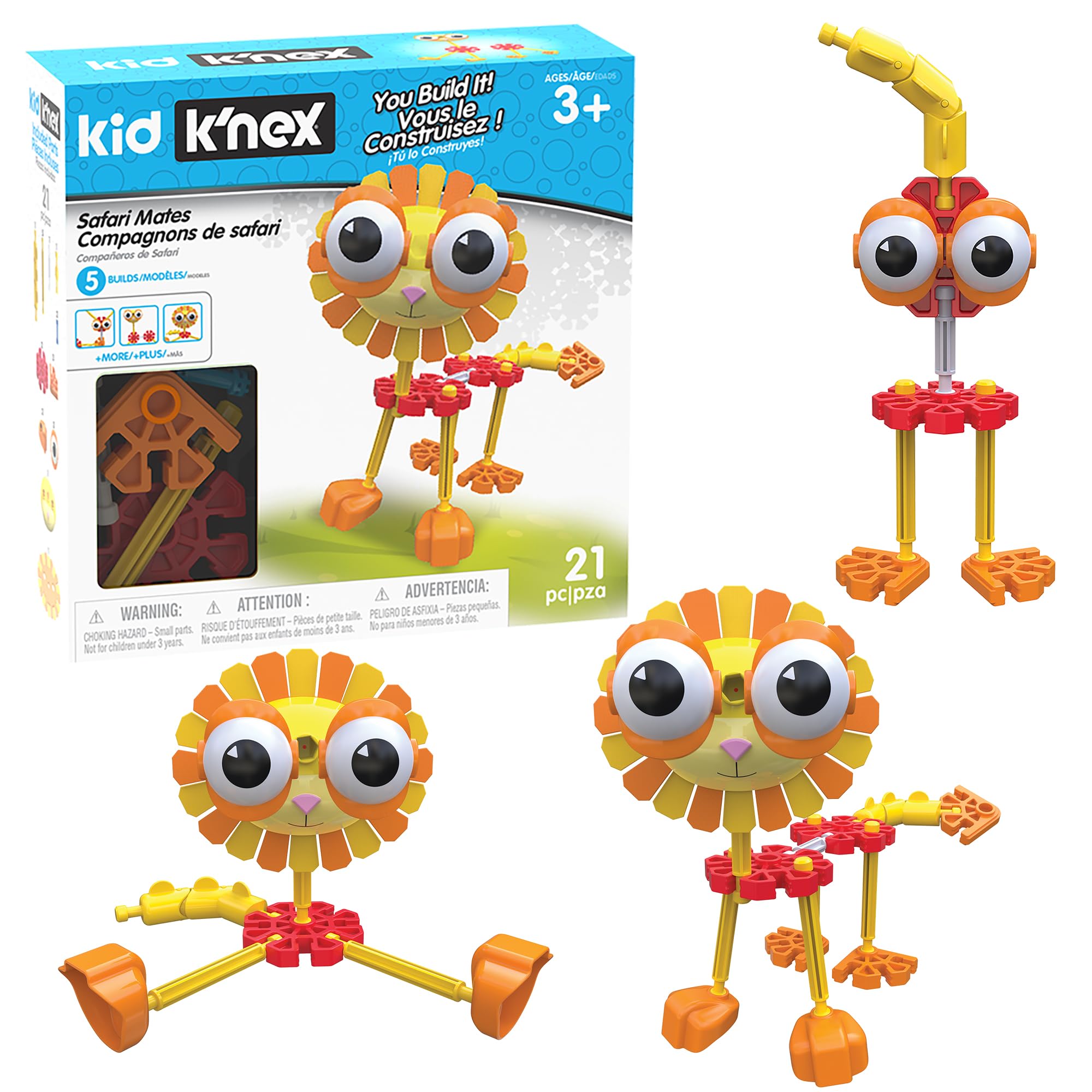 Kid K'Nex 85613 Bina Seti-21 Parça Yaş 3+ Okul Öncesi Eğitici Oyuncak K'NEX Safari Mates İnşaat Seti
