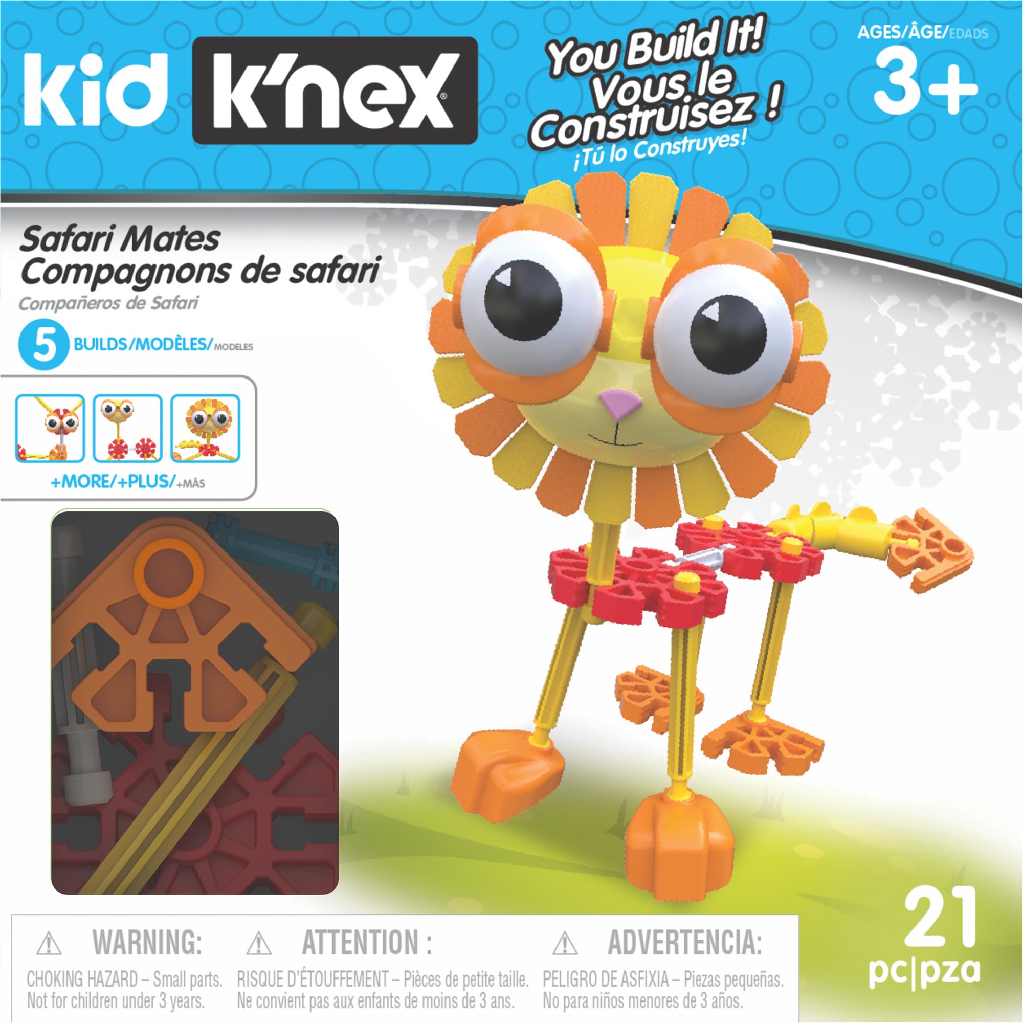 Kid K'Nex 85613 Bina Seti-21 Parça Yaş 3+ Okul Öncesi Eğitici Oyuncak K'NEX Safari Mates İnşaat Seti