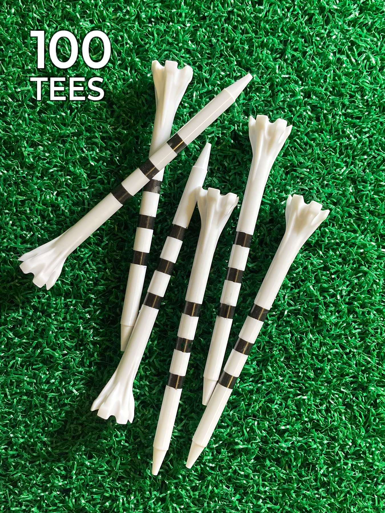 Champ 3-1/4" My Hite FlyTee Beyaz/Siyah Çizgili Golf Tişörtü, 100 Adet