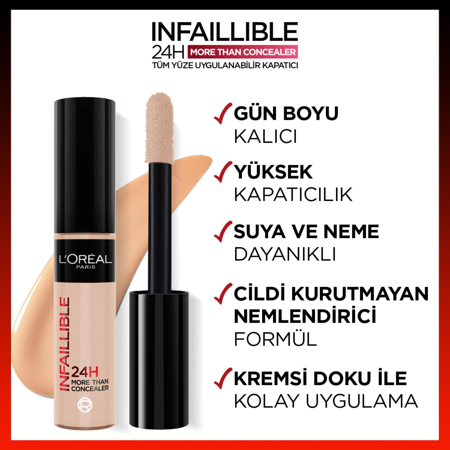 L'Oreal Paris Infaillible Tüm Yüze Uygulanabilir Kapatıcı 322 Ivory
