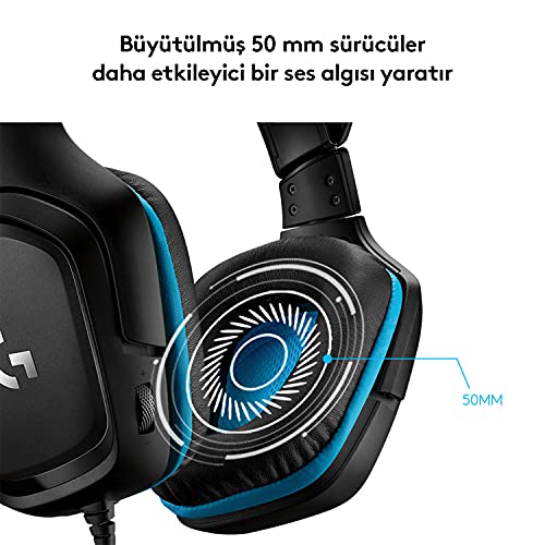 Logitech G G432 Kablolu Oyuncu Kulaklığı, 7.1 Surround Ses, DTS kulaklık: X 2.0, 6mm Mikrofon, Windows, Mac, Nintendo Switch, PS4, Xbox One, Tablet ve Mobil Cihazlarla Uyumluluk, Siyah