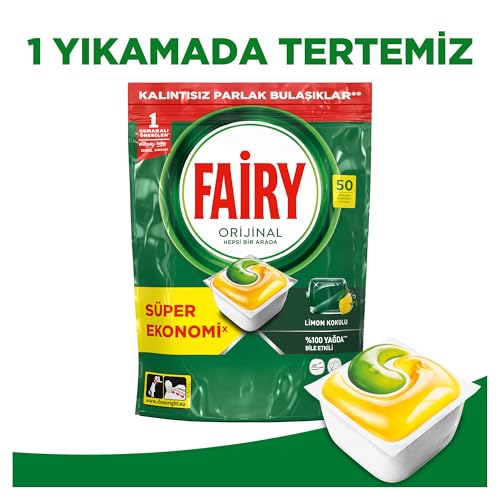 Fairy Hepsi Bir Arada Bulaşık Makinesi Deterjanı Kapsülü/Tableti 50 Yıkama Limon Kokulu