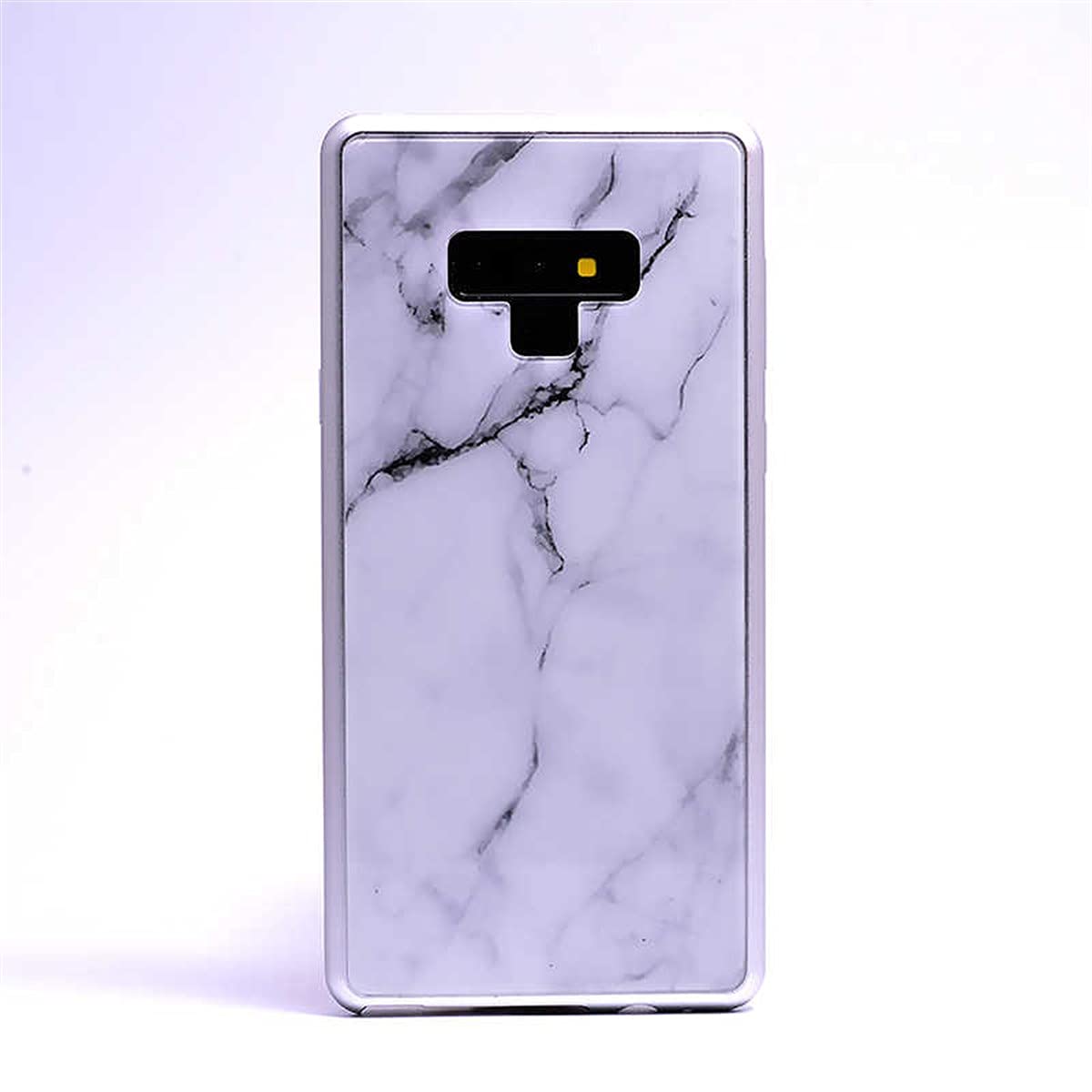 Zore Samsung Galaxy Note 9 ile Uyumlu Mermerli Devrim Beyaz Cep Telefonu Kılıfı