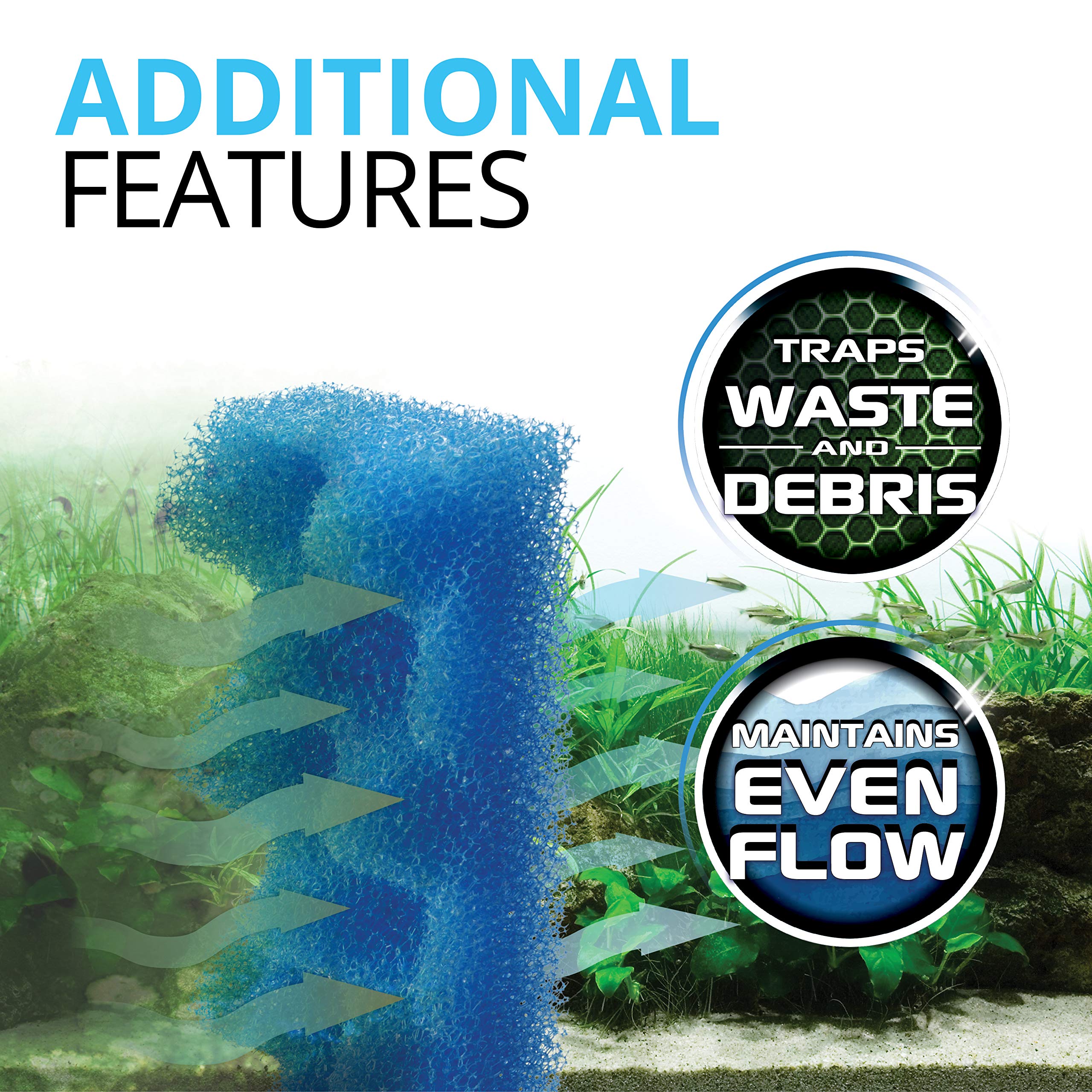 Fluval Bio-Foam MAX köpük filtre, büyütülmüş yüzey, Fluval 207 ve 307 dış filtre için, 2'li paket