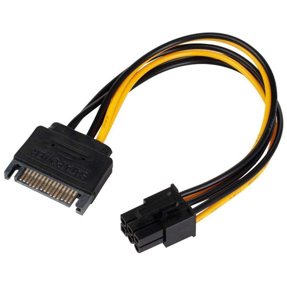 Alfais 4582 15 Pin SATA to 6 Pin Ekran Kartı Power Anakart Güç Kablosu