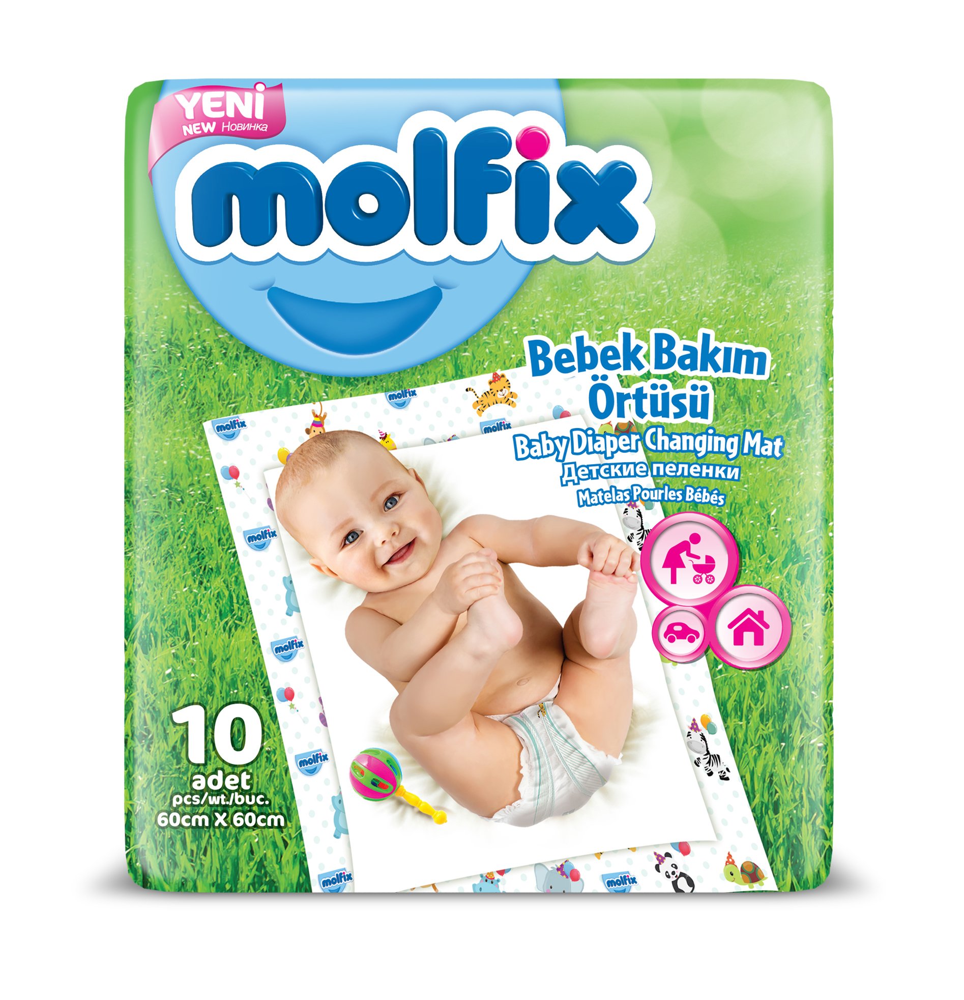 Molfix Alt Değiştirme Örtüsü, 60x60 cm, 10 Adet