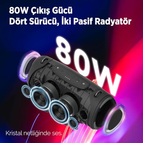 NowGo Storm Lite 80W RGB Super Bass TWS Party Speaker Taşınabilir Kablosuz Bluetooth Hoparlör