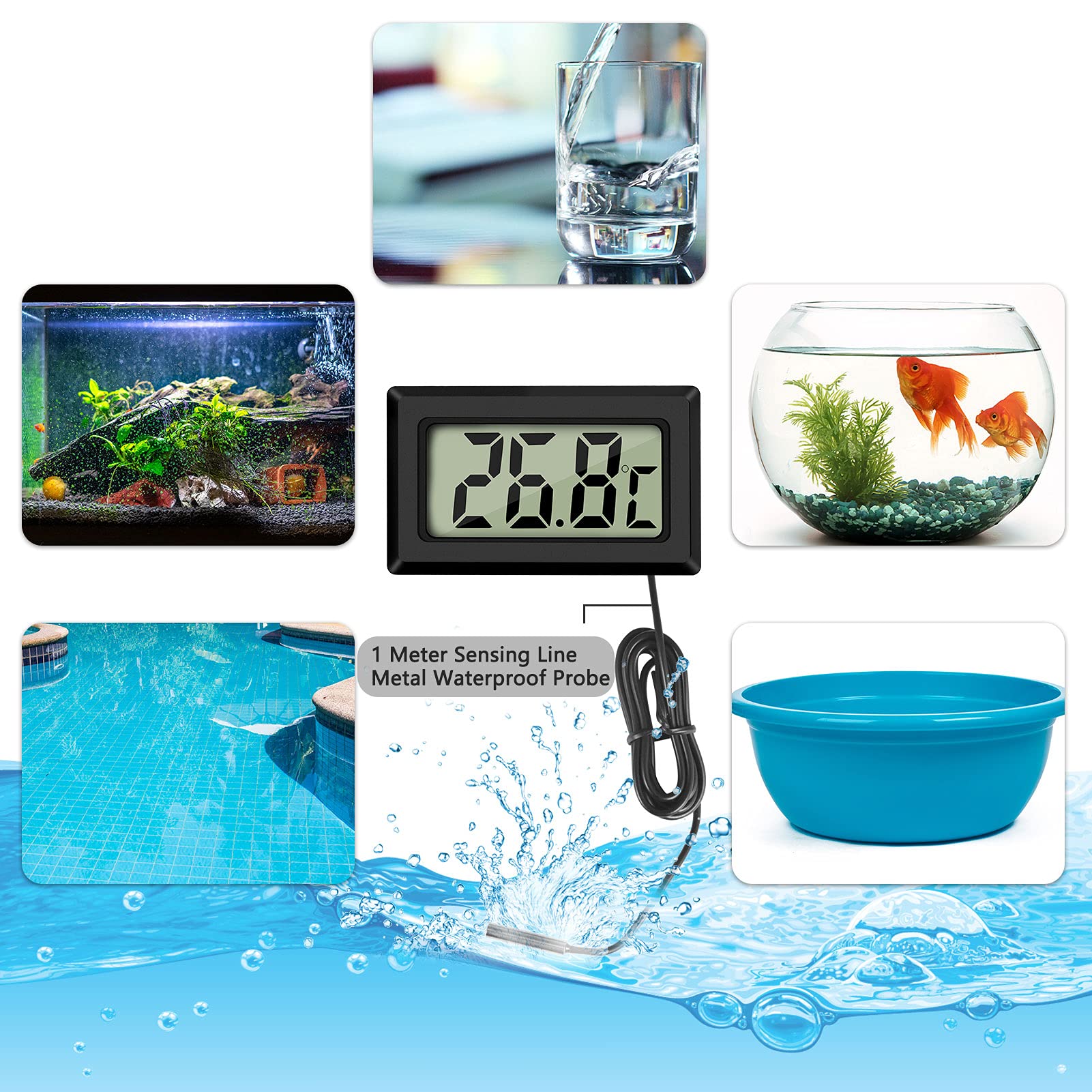 Thlevel Dijital LCD Termometre Sıcaklık Monitörü Harici Sensörü ile Buzdolabı Dondurucu Buzdolabı Akvaryum