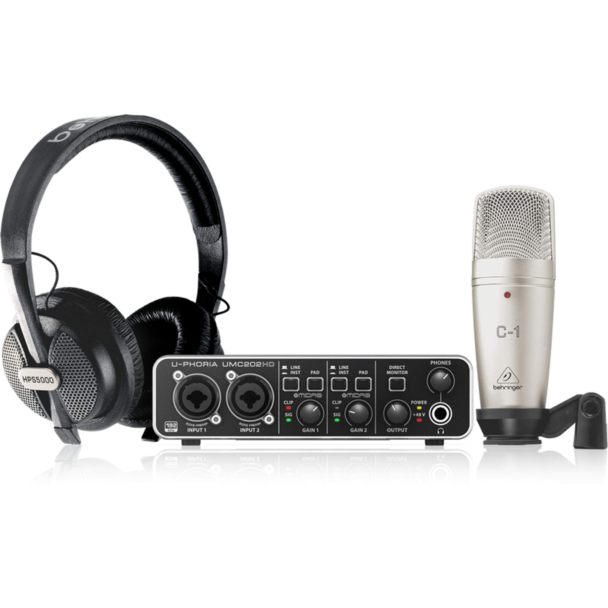 Behringer U-PHORIA Studio Pro komple kayıt paketi, yüksek çözünürlüklü USB ses arayüzü, kondansatör mikrofon, stüdyo kulaklıkları ve daha fazlası