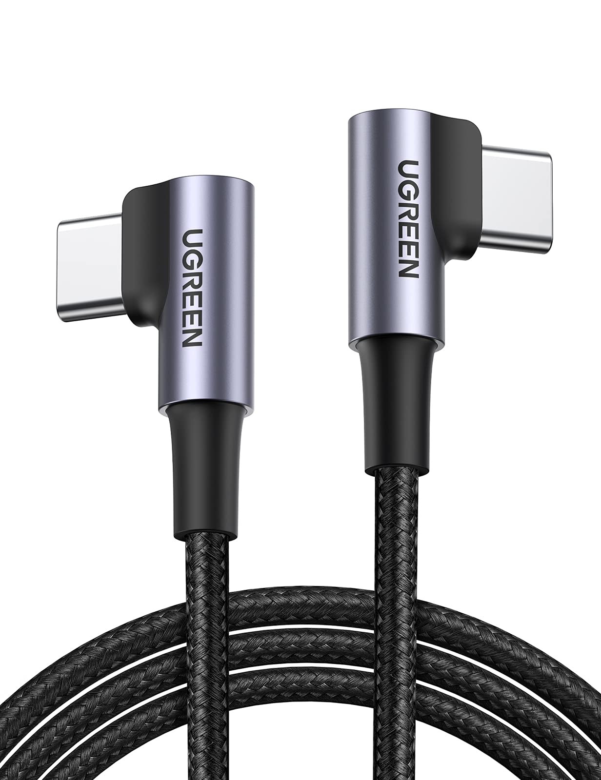 UGREEN USB-C - USB-C Kablo Sağ Açı, Tip C 60W Güç Dağıtımı Hızlı Şarj, Google Pixel 3 XL, S10,S9, MacBook Air, iPad Pro 2018, Nintendo Switch (3FT) ile Uyumlu