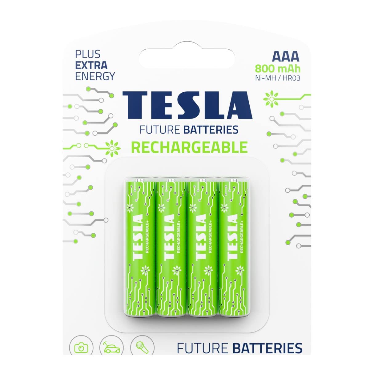 Tesla Şarj edilebilir pil AAA (HR03, mikro kurşun kalem pili, blister) 4 adet