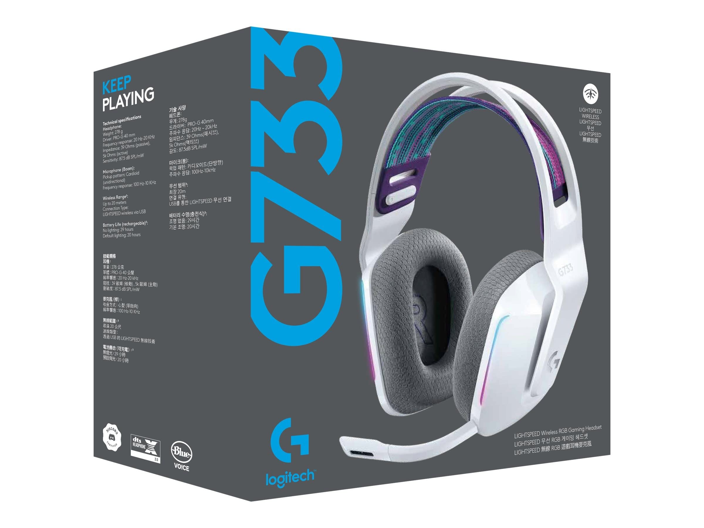 Logitech G733 Lightspeed kablosuz oyun kulaklığı kafa bantlı, LightSync RGB, Blue Voice Mikrofon Teknolojisi, PRO G Hoparlör, Ultra Hafif, 15 Saat Pil Ömrü, 20 m Menzil