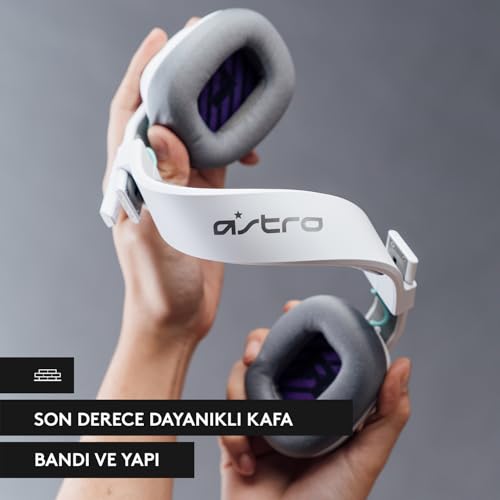 Logitech ASTRO A10 oyun kulaklığı, Gen 2 kablolu kulaklık, kulak üstü oyun kulaklığı, hafif ve sağlam, kolay açılır kapanır mikrofon, 32 mm sürücü, PS5, PS4, Nintendo Switch, PC için, beyaz