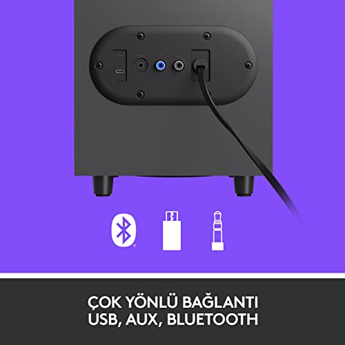 Logitech Z407 2.1 Bluetooth Hoparlör Sistemi, Subwoofer, Kompakt Tasarım, Kontrol Kadranı, 20 m Kablosuz Kullanım Mesafesi, 80 W, Siyah