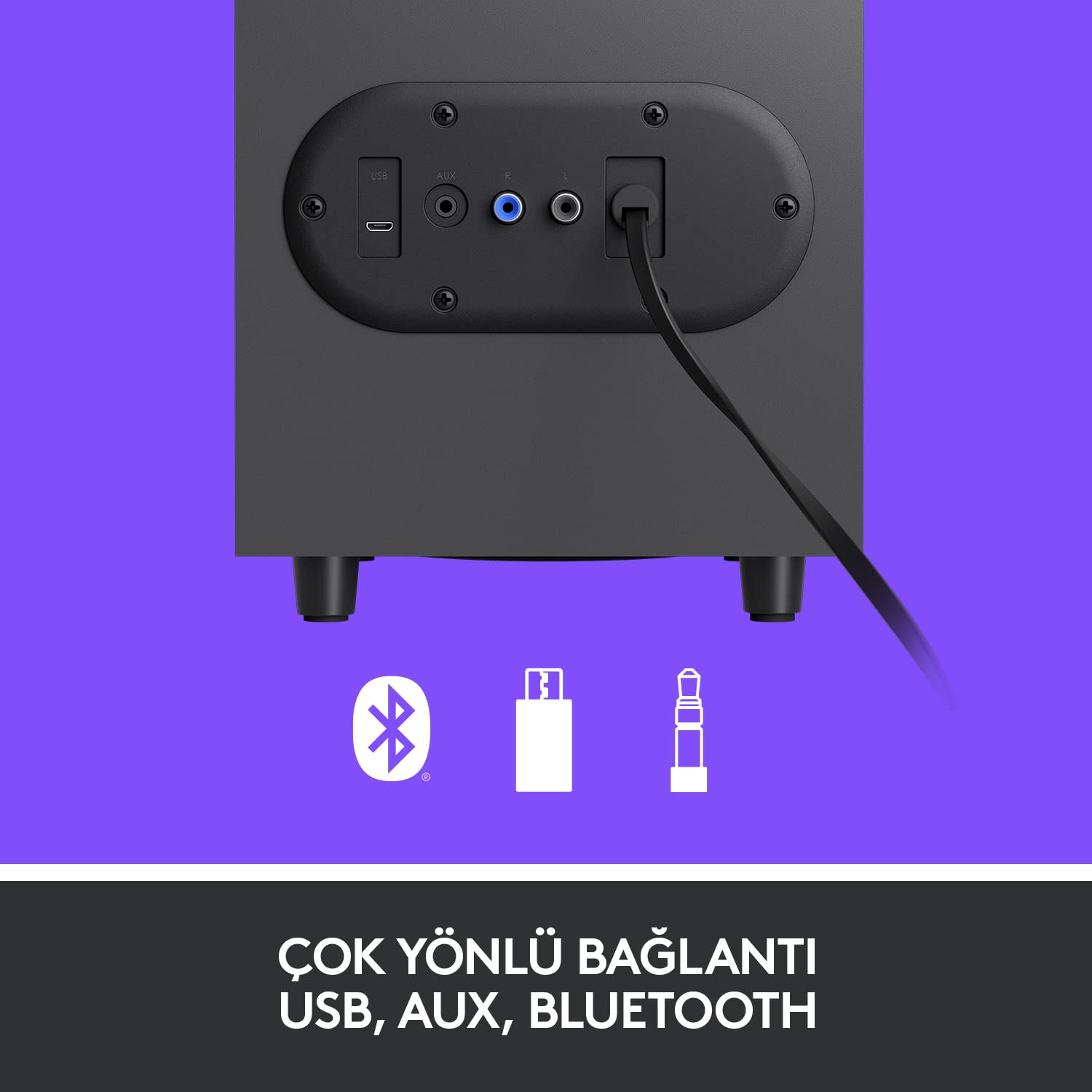Logitech Z407 2.1 Bluetooth Hoparlör Sistemi, Subwoofer, Kompakt Tasarım, Kontrol Kadranı, 20 m Kablosuz Kullanım Mesafesi, 80 W, Siyah