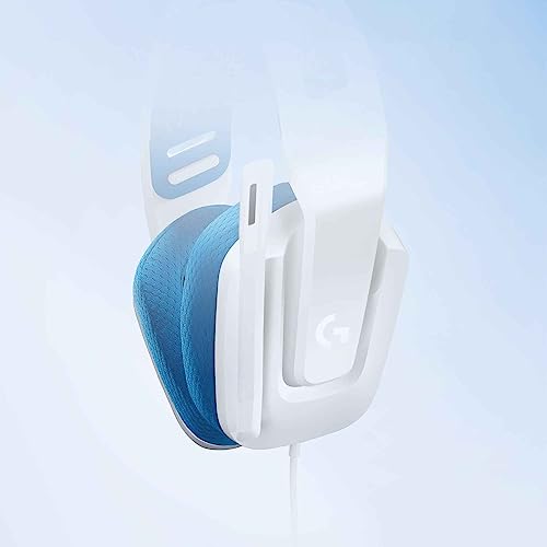 Logitech G G335 Kablolu Kulak Üstü Oyuncu Kulaklığı, 3.5 mm Ses Jakı, Mikrofonlu, Hafızalı Köpük Kulak Yastıkları, Ayarlanabilir Askılı Kafa Bandı, 240 gr, Beyaz