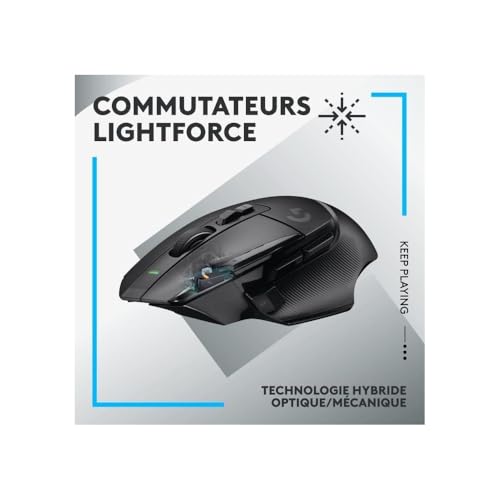 Logitech G G502 X LIGHTSPEED Kablosuz Oyun Mouse'u, LIGHTFORCE Hibrit Optik-Mekanik Anahtarlar, HERO 25K Oyun Sensörü, MacOS, Windows ve PC ile Uyumlu, Siyah