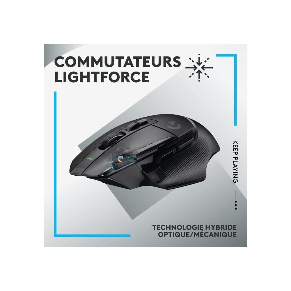 Logitech G G502 X LIGHTSPEED Kablosuz Oyun Mouse'u, LIGHTFORCE Hibrit Optik-Mekanik Anahtarlar, HERO 25K Oyun Sensörü, MacOS, Windows ve PC ile Uyumlu, Siyah