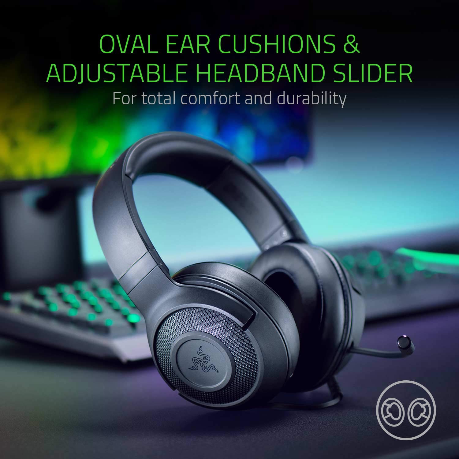 Razer Kraken X Lite - Ultra Hafif Oyun Kulaklığı Surround Ses - Hafif Alüminyum Çerçeve - Bükülebilir Kardioid Mikrofon - PC, PS4, PS5, Switch, Xbox Serisi, Mobil - Siyah
