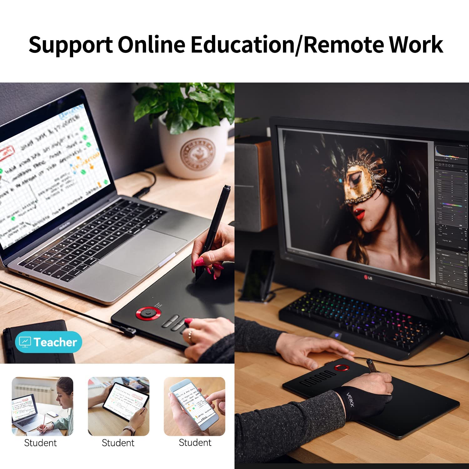 Veikk A15 Pro 10x6 İnç Profesyonel Grafik Tablet, 8192 Seviye Pilsiz Kalem, 12 Kısayol Tuşu ve Döner Kontrol Düğmesi, Windows/Mac/Android Uyumlu