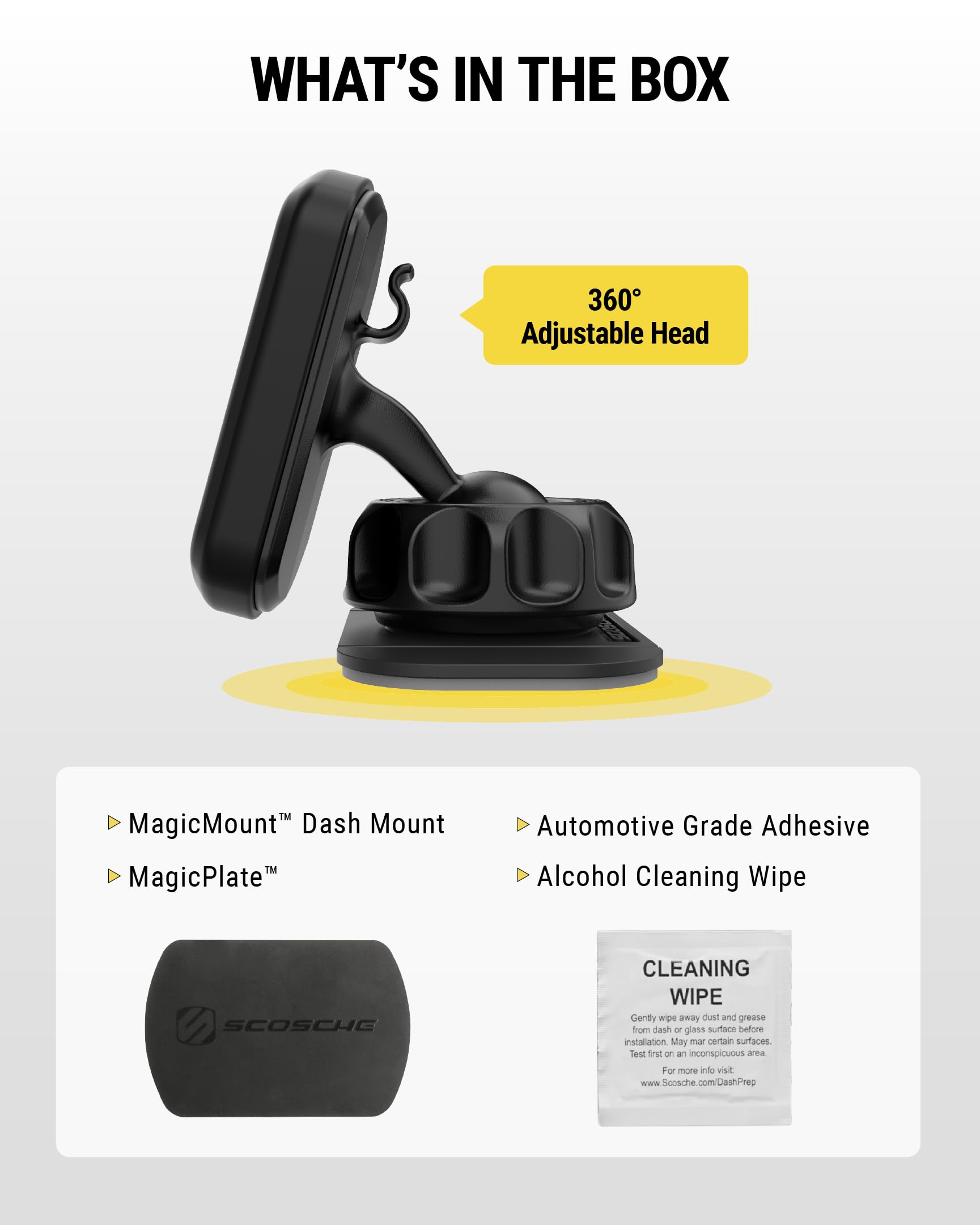 Scosche MAGDM-10KFLT MagicMount Manyetik Araç için Telefon Tutucu - 360 Derece Ayarlanabilir Kafa, Tüm Cihazlarla Evrensel - Gösterge Paneli Montajı - 10'lu Paket