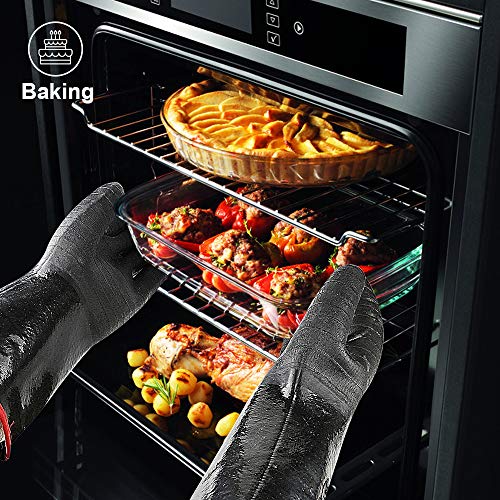 Aillary Izgara Barbekü için 1282 derece Fahrenheit Aşırı Isıya Dayanıklı Eldiven, Su Geçirmez Uzun Kollu Fritöz, Fırın, Fırın, Sigara İçen, Ateşe Dayanıklı, Yağa Dayanıklı Neopren Kaplama için (30 cm)