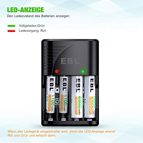 EBL NI-MH AA/AAA ve 9V Piller İçin Hızlı Şarj Cihazı - 4 Yönlü LED Ekranlı Şarj Cihazı 6802