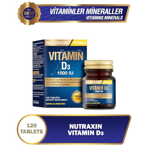 Nutraxin Vitals D3 Vitamin 1000 IU 25 mcg 120 Tablet Takviye Edici Gıda