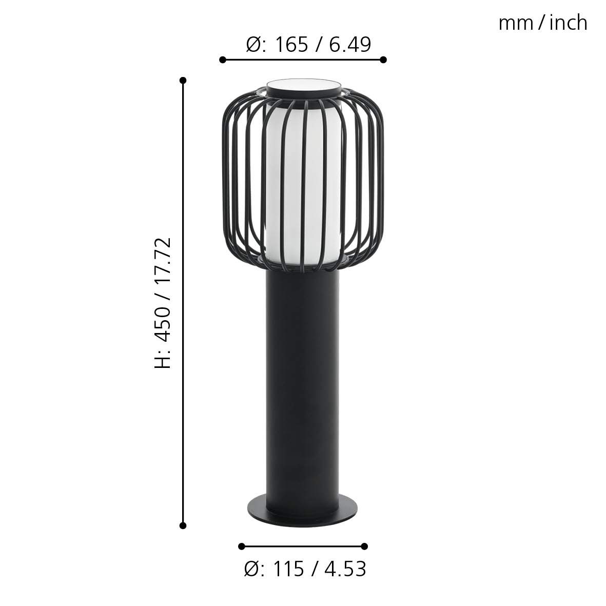 Eglo RAVELLO Dış Mekan 1X28W E27 Yükseklik:45cm-Çap:16,5cm- Ampul Dahil Değil