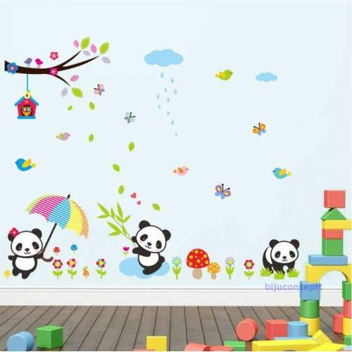 ZOOYOO sevimli pandalar çocuk ve bebek odası ev duvar dekor pvc sticker