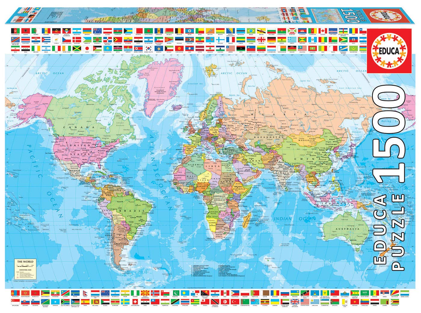 Map of The World With Flags 1500pc Jigsaw Puzzle