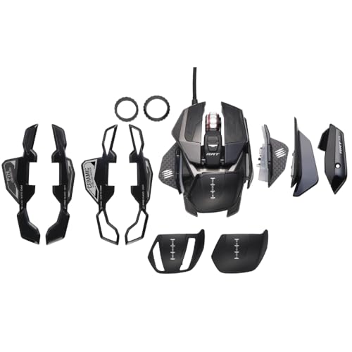 MAD CATZ Otantik R.A.T. PRO X3 kablolu Oyun Faresi, 3 Kaydırma Tekerleği Halka Seçenekleri, Ekstra aksesuarlarla, 10 kullanıcı profili için yerleşik bellek, Karbon Fiber Başparmak Dayanakları, Siyah