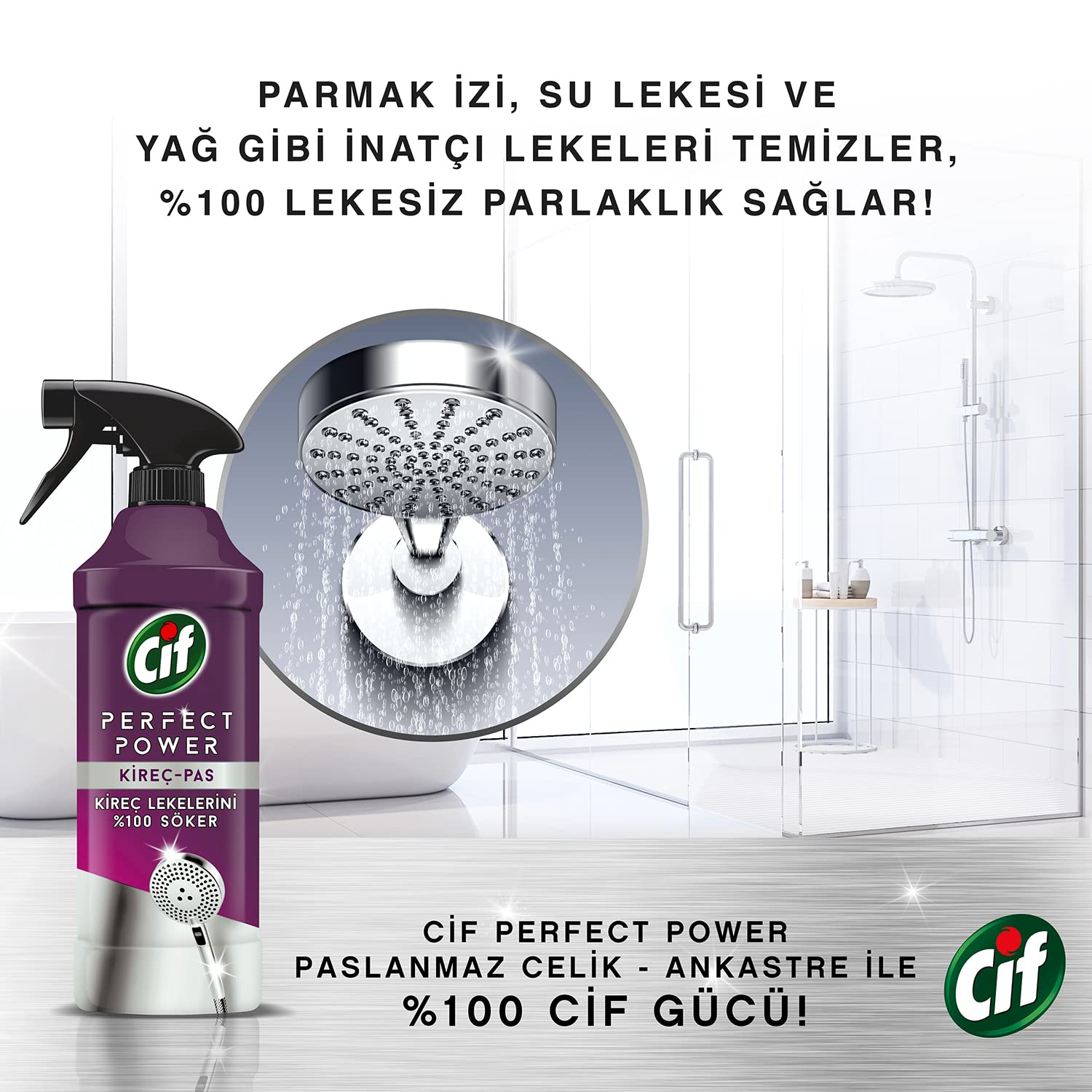 Cif Power Perfect Kireç & Pas Sökücü Sprey 435 mL (1 X 435 ml)