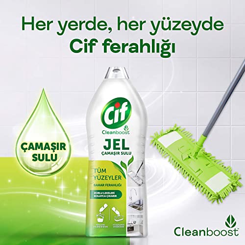 Cif Jel Yüzey Temizleyici Cleanboost Tüm Yüzeyler için Leke Çıkarıcı Çamaşır Sulu Bahar Ferahlığı 1500 ml