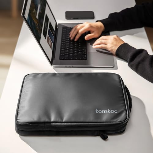 tomtoc 13-14 inç MacBook Air/Pro M3/M2/M1, 13 inç iPad Pro M4/iPad Air M2/12.9 iPad Pro, 13-13.8 inç Surface Pro/Laptop, Copilot+PC, Cordura Balistik Naylon için 360 Koruyucu Laptop Omuz Çantası