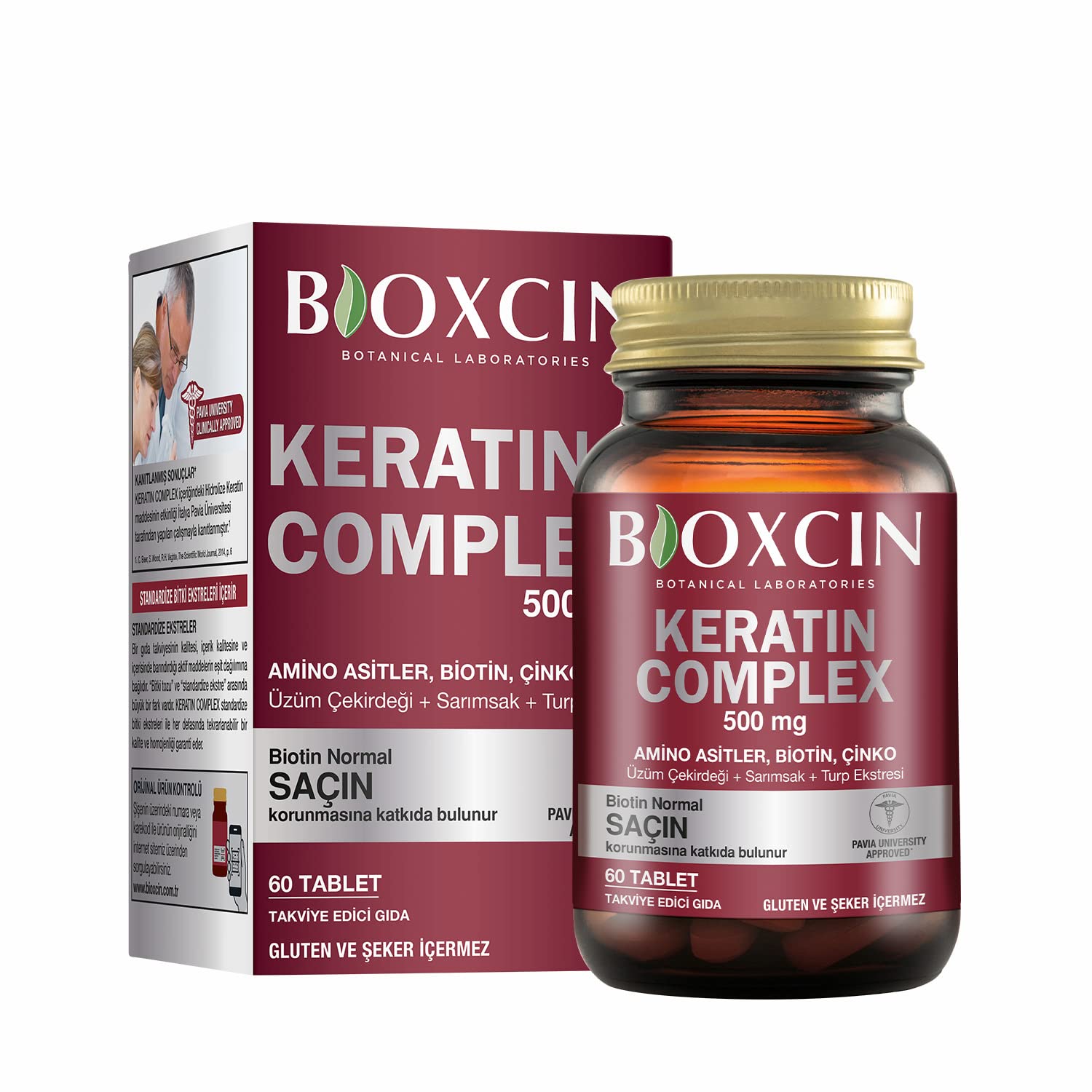 Bioxcin Keratin Complex Takviye Edici Gıda – 60 Tablet – Biotin, Çinko, Kolajen, Vitaminler ve Bitki Ekstraktları İçerikli – Saç, Cilt ve Tırnak Sağlığı İçin Destek