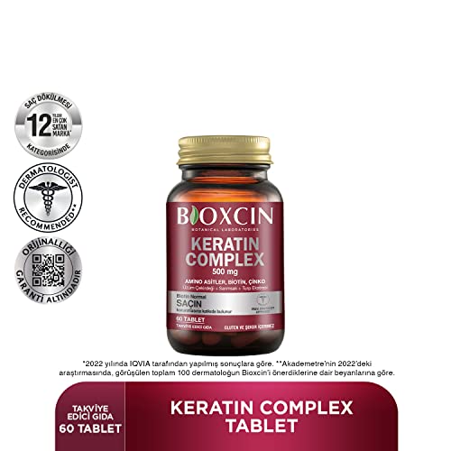 Bioxcin Keratin Complex Takviye Edici Gıda – 60 Tablet – Biotin, Çinko, Kolajen, Vitaminler ve Bitki Ekstraktları İçerikli – Saç, Cilt ve Tırnak Sağlığı İçin Destek