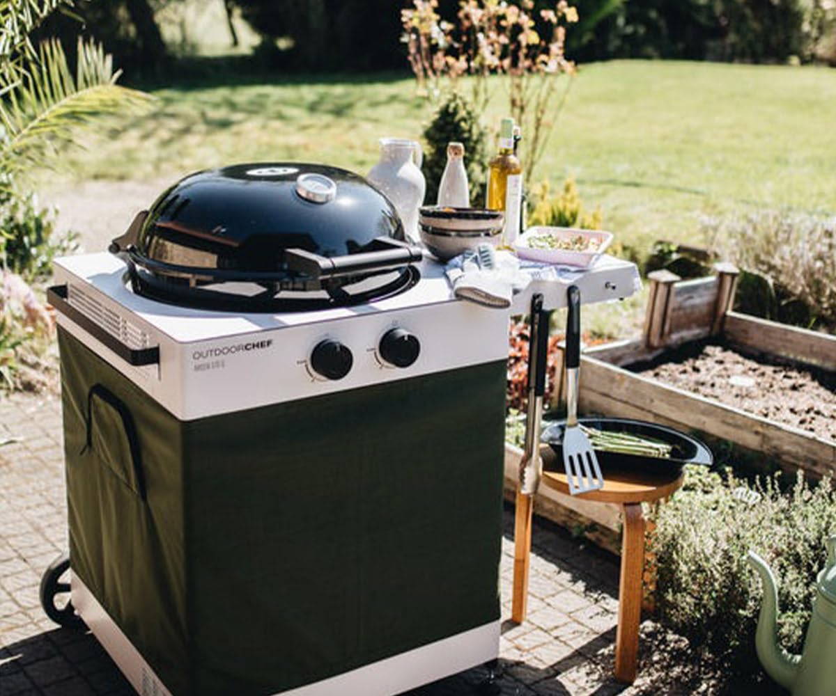 Outdoorchef Aygaz Arosa 570 G TEX Yeni Nesil Barbekü, Tekstil Kabin, LPG'li Barbekü Mangal Ayaklı, 9.5 kW Isı Gücü,57 cm Barbekü Izgara, Çelik Brülör Sistemi, Siyah