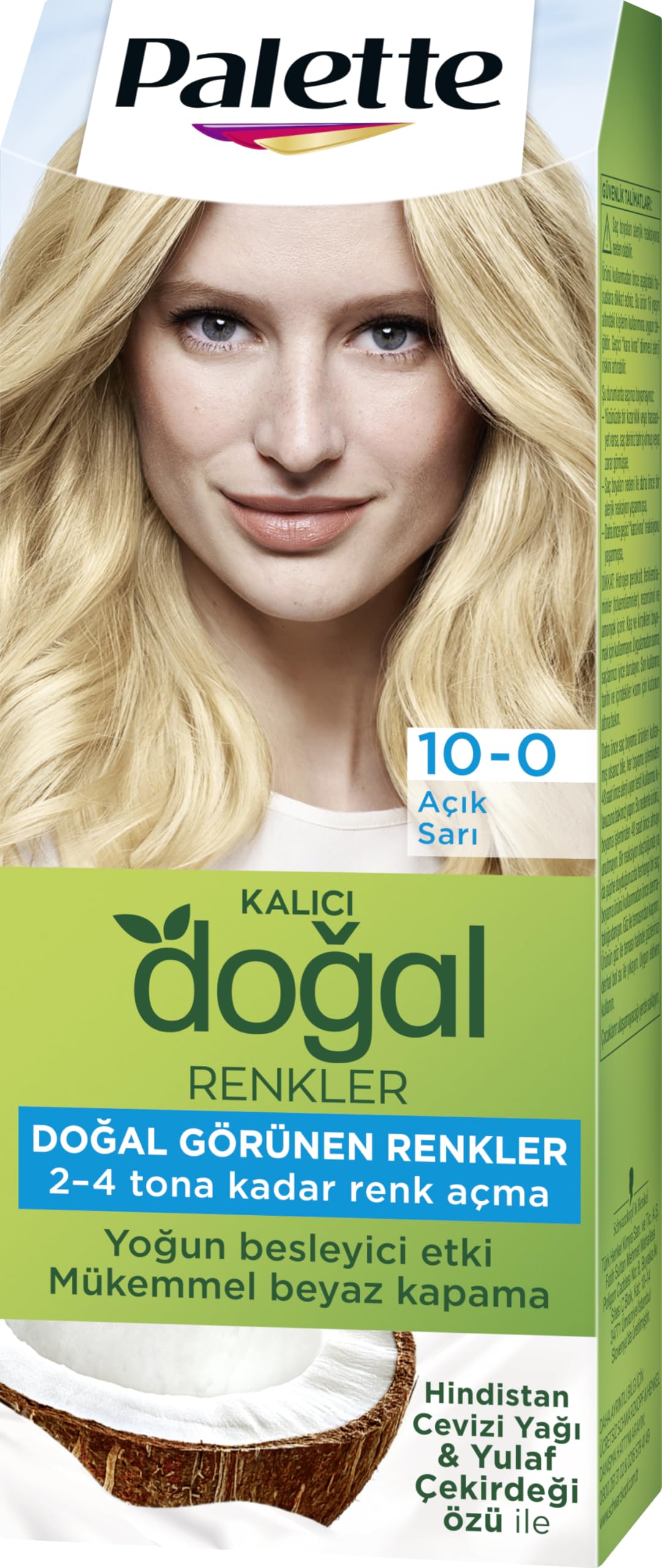Palette Kalıcı Doğal Renkler 10-0 Açık Sarı Saç Boyası