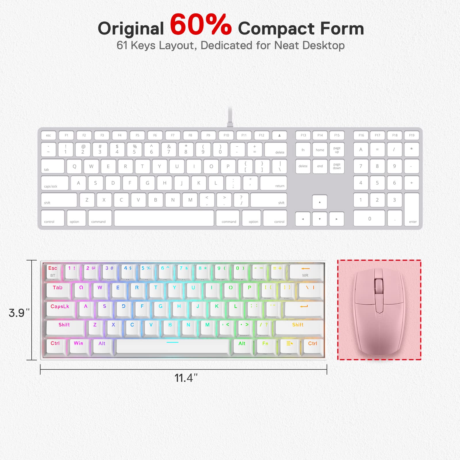 Redragon K530 Draconic%60 Kompakt RGB Kablosuz, 5.0 Bluetooth Oyun Klavyesi Kahverengi Anahtarlı ve 16,8 Milyon RGB Aydınlatma