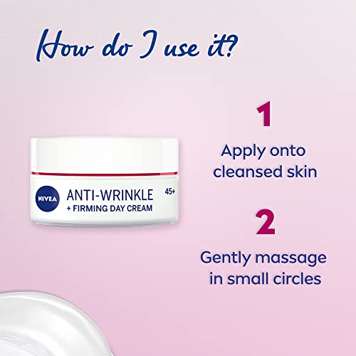 NIVEA Kırışıklık Karşıtı + Sıkılaştırıcı Krem Yaş 45+ (50 ml), Yaşa Özel Yüz Bakım Kremi, Kayısı Çekirdeği ve Shea Yağı ile Yoğun Cilt Bakım, UV Filtresi ile Güneş Koruması