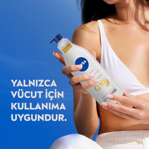NIVEA Q10 Sıkılaştırıcı Vücut Losyonu 400 ml, 10 Günde Sıkı Cilt, 48 Saat Nemlendirme,C Vitamini,Kolajen,Normal Ciltler için Vücut Losyonu