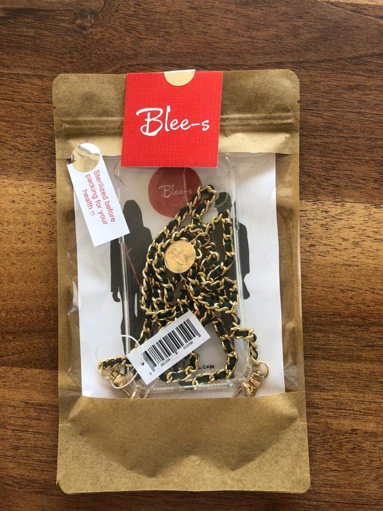 Blee-s/AURORA /Yeşil Deri Şeritli Zincir Askılı Cep Telefonu Kılıfı (Silver Zincir&Aksesuar) (iPhone 11ProMax)
