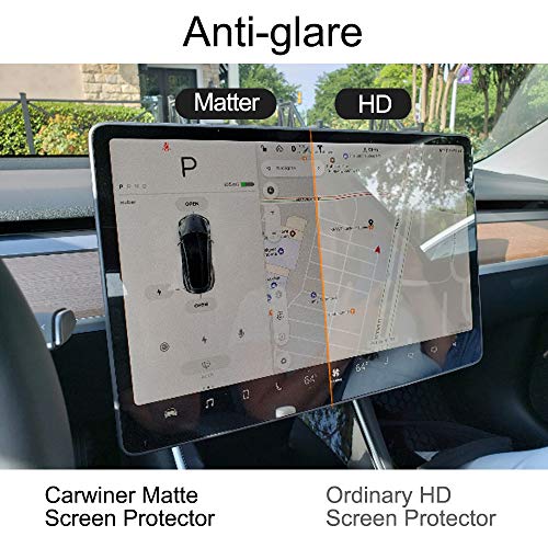 Carwiner Mat Ekran Koruyucu Tesla Model 3 Model Y 15 inç Merkez Kontrolü Dokunmatik Ekran Araba Navigasyon Temperli Cam Aksesuarları 9H Parlama Önleyici Parmak İzi