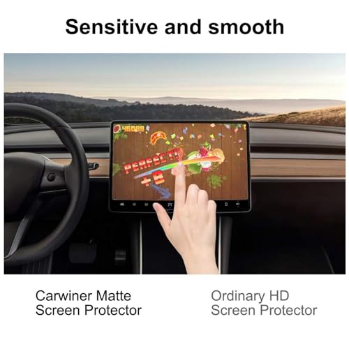 Carwiner Mat Ekran Koruyucu Tesla Model 3 Model Y 15 inç Merkez Kontrolü Dokunmatik Ekran Araba Navigasyon Temperli Cam Aksesuarları 9H Parlama Önleyici Parmak İzi