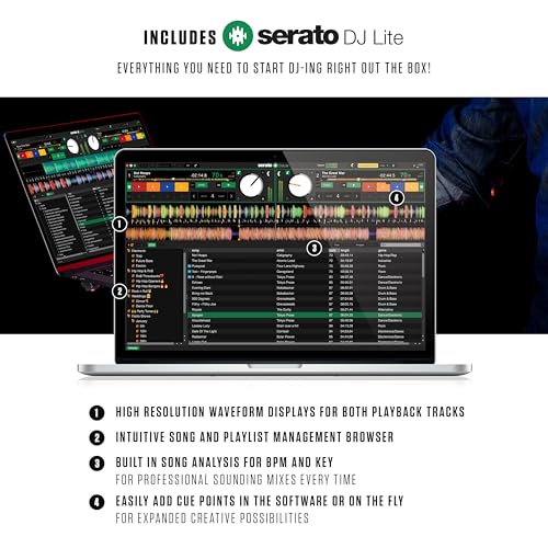 Numark Mixtrack Platinum FX - 4 Kanal DJ Kontrol Cihazı, 24 Bit Ses, Kulaklık Çıkış, Ses kartlı, 4 Deck, 6" Jog Tekerleği