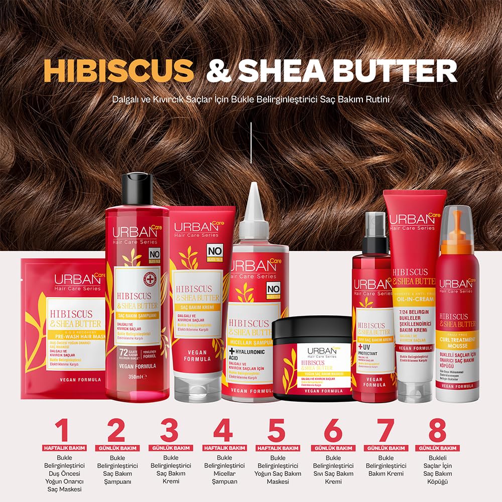 URBAN Care Twisted Curls Hibiscus & Shea Butter Kıvırcık ve Dalgalı Saçlara Özel Durulanmayan Bakım Kremi 175 ml- Vegan