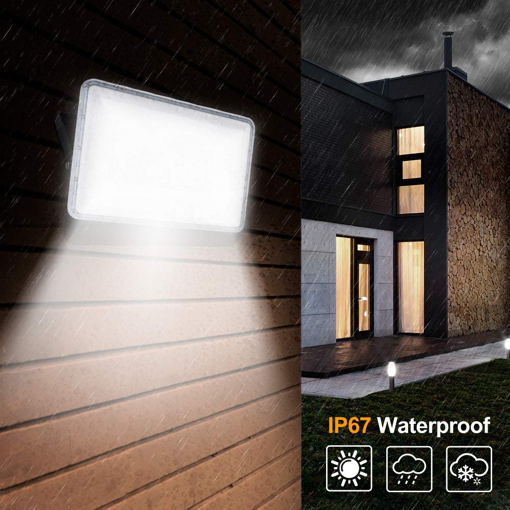 300 W LED dış mekan spotu, su geçirmez IP67 LED projektör, 24000 lm, 6500 K, soğuk beyaz LED spot lamba, avlu, garaj, teras, balkon, depo, oyun alanı için